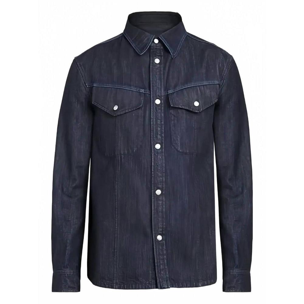 NEW SALVATORE FERRAGAMO men's flap-pocket cotton jacket in blue